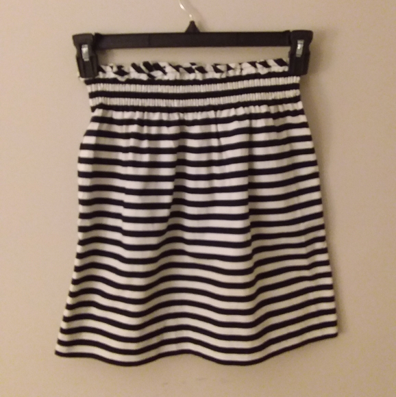 J. Crew Nautical Skirt Black and White Stripes with Elastic Gathered Waistband - Picture 2 of 7